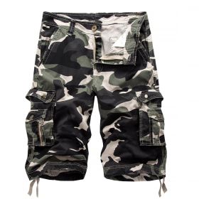 Men's Camo Cargo Shorts Cotton (Color: Dark)