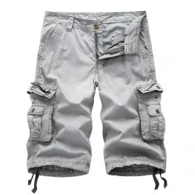 Men's Relaxed Fit Cargo Shorts with Multi Pockets (Color: grey)